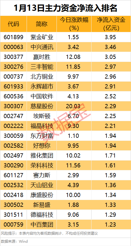 主力资金 | 矿业龙头连续7日获主力资金加仓